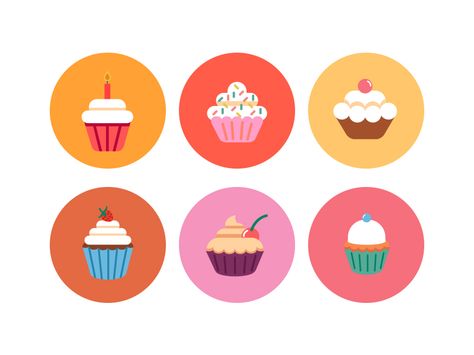 Bakery Cupcake Icons by Dighital #Design Popular #Dribbble #shots Cupcake Icon, Illustrator Tutorials Logo, Candy Drawing, Spring Cupcakes, Cupcake Illustration, Cupcake Vector, Cupcake Drawing, Dessert Illustration, Cake Illustration