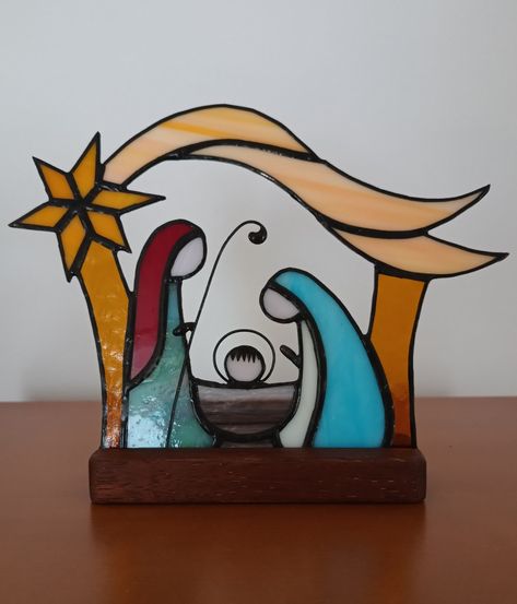 Stained Glass Nativity Scene, Glass Nativity Scene, Nativity Candle, Stained Glass Nativity, What Christmas Is All About, Mary Joseph And Baby Jesus, Stain Glass Window Art, Jesus Mary And Joseph, Glass Window Art