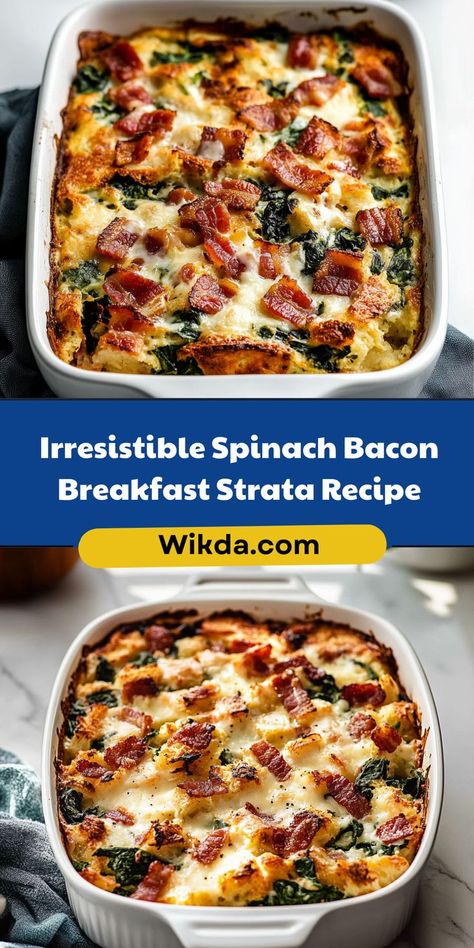 Start your day with this irresistible Spinach Bacon Breakfast Strata. Layers of bread, fresh spinach, crispy bacon, and a creamy egg mixture create a breakfast dish that's not only delicious but also easy to prepare. Perfect for brunch or a cozy family breakfast. Strata Recipes Breakfast, Strata Recipe, Strata Recipes, Breakfast Strata, Bacon Breakfast, Family Breakfast, Brunch Dishes, Fresh Spinach, Different Vegetables