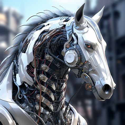 Featured visual curated by ThetaCursed, License: CC BY-NC 4.0 Robot Horse Concept Art, Mech Horse, Robot Horse, Mechanical Horse, Horse Costume, Mechanical Gears, Horse Costumes, Robot Illustration, Metal Works