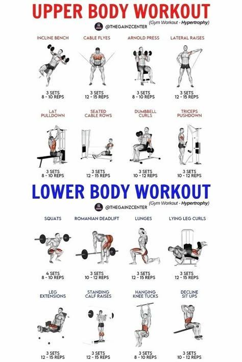 Upper And Lower Body Workout Gym, Upper Body Strength Workout Gym, Full Body Workout At Gym Man, Upper Body Lower Body Workout Plan, Male Upper Body Workout, Mix Workout For Men, Upper Body Body Weight Exercises, Upper Lower Body Split Workout Plans, Upper Body And Lower Body Workout