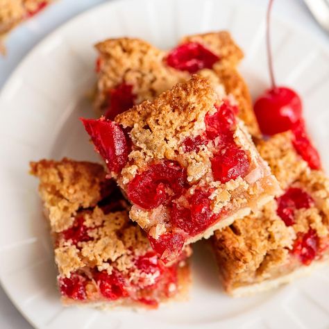 Cherry Bars Marachino Cherries, Cherry Bars, Low Fat Desserts, Cherry Coconut, Maraschino Cherries, Buttery Shortbread, Cherry Desserts, Shortbread Crust, Feel Good Food