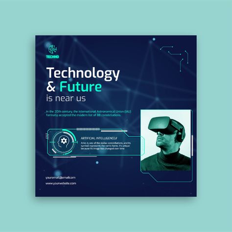 Professional Technology & Future Flyer Tech School Aesthetic, Technology Flyer Design, Technology Magazine Design, Tech Flyer Design, Future Skills, Tech Poster, Technology Design Graphic, Technology Future, Flex Banner Design