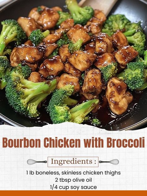 Creative Cookery Creative Cookery, Chicken With Broccoli, Bourbon Chicken, Boneless Skinless Chicken Thighs, Skinless Chicken Thighs, Boneless Skinless Chicken, Chicken Broccoli, Chicken Thighs, Soy Sauce