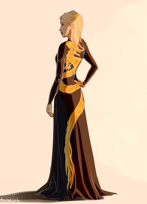 The gorgeous dress Aelin wore in Queen of Shadows... - Tara Spruit Art Dragon Dress, Sarah Maas, Queen Of Shadows, Throne Of Glass Fanart, Aelin Ashryver Galathynius, Celaena Sardothien, Aelin Galathynius, Captive Prince, Throne Of Glass Books