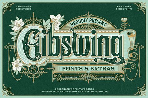 NS Gibswing Font Victorian Lettering, Victorian Fonts, Arte Pulp, Signage Signs, Vintage Display, Creative Fonts, Typeface Design, Print Advertising, Vintage Fonts