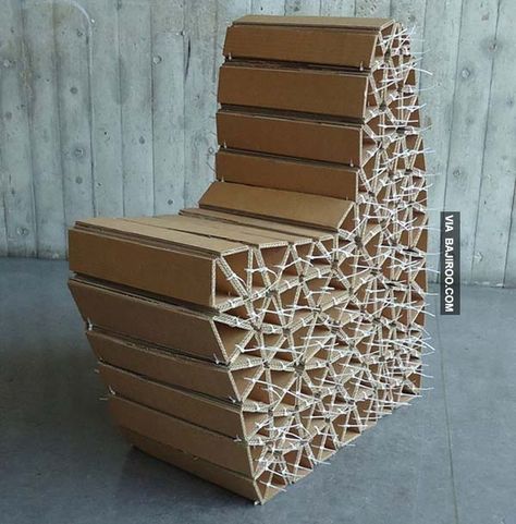 26 Chairs Made From Recycled Materials (Amazing Creativity) Cardboard Furniture Design, Cardboard Chair, Cardboard Recycling, Modular Chair, Cardboard Design, Paper Furniture, Cardboard Sculpture, Cardboard Art, Diy Cardboard Furniture