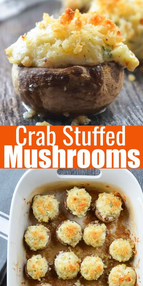 Crab Stuffed Mushroom Caps, Stuff Mushrooms, Bread Crumb Topping, Mushrooms Stuffed, Crab Stuffed Mushrooms, Crab Stuffed, Diy Easy Recipes, Stuffed Mushroom, Crab Recipes