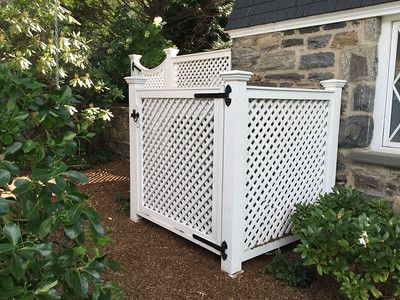 91 - 470612 - Cleveland OH - Lattice with Lattice… - Standard Lattice - Walpole Outdoors Wall Lattice Outdoor, Utility Covers Outdoor, Garage Trellis, Utility Covers, Walpole Outdoors, Outdoor Trash Cans, Hunting Lodge, Ac Units, Garden Landscape