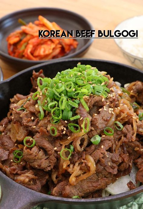 Beef Bulgogi Recipe & Video - Seonkyoung Longest Alldelishes Recipes, Korean Treats, Beef Bulgogi Recipe, Don Perignon, Korean Beef Bulgogi, Bulgogi Sauce, Korean Bulgogi, Recipe Korean, Korean Recipe