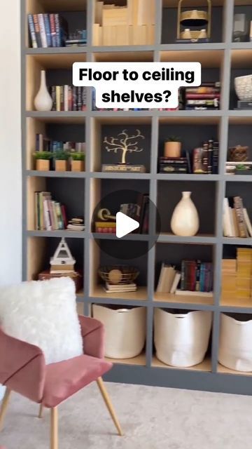 Brandali M Radulovich on Instagram: "Okay, so decorating cubed shelves is WAY harder than building them for me! 😅. These are so beautiful going floor to cieling though and totally something you can do yourself!! It took a few sheets of plywood and some trim, totally worth all the storage space. #DIYProject #DIYDecor #makeityourself #youcandoit #builtinshelves" Cube Storage Shelves, Cube Shelves, Plywood Sheets, Built In Shelves, Cube Storage, So Beautiful, Storage Shelves, Storage Space, Plywood