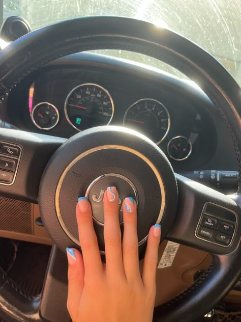 Light Blue Chrome Nails, Light Blue Chrome, Gel Nails Shape, Blue Summer Nails, Blue Nail Design, Square Gel Nails, Cowboy Nails, Easy Toe Nail Designs, Sports Nails