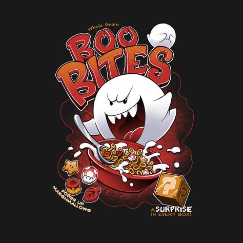 Awesome Shirt Designs, King Boo, Poster Anime, Mario Art, Pinturas Disney, Super Mario Bros, Mario Bros, Cereal Box, Super Mario