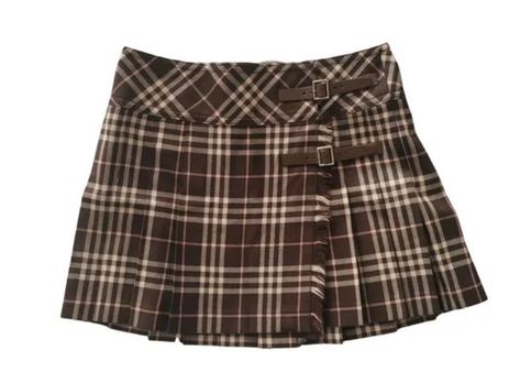 https://www.vestiairecollective.com/women-clothing/skirts/burberry/brown-wool-burberry-skirt-24312365.shtml Burberry Skirt Outfit Plaid, Carrie Costume, Burberry Clothes, Skirt Png, Build An Outfit, Burberry Top, Black Plaid Skirt, Burberry Skirt, Checked Skirt