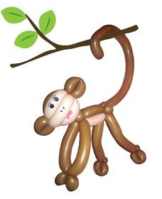 Monkey Balloon Animal-  MISSY Balloon Animals, Balloon Art, Party Balloons, Monkeys, Balloons, Party Decorations, Baby Shower, Novelty Christmas, Shower