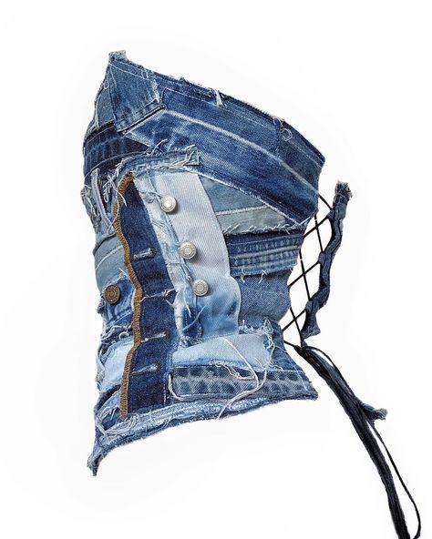 Upcycled denim corset 1of1 made from pieces of leftover denim Corset parameters: Chest 73cm Waist 59 cm Height 42 cm Model(my) parameters: Chest 84 cm Under the chest 71 cm Waist 62 cm 200$/190€ #nnatkee_clothes #upcycling #upcycle #upcycled #fashion #fashionable #fashionstyle #fashiondesigner #fashionweek #upcyclingfashion #design #outfit #streetwear #fashiongram #fashionphotography #fashiondesigner #fashionstyle #style #styleblogger #stylish #styleinspiration #styleinspo #stylefashion... Corset Top Diy, Design Outfit, Outfit Streetwear, Denim Corset, Upcycled Fashion, Patched Jeans, Upcycled Denim, Stage Outfits, Corset Top