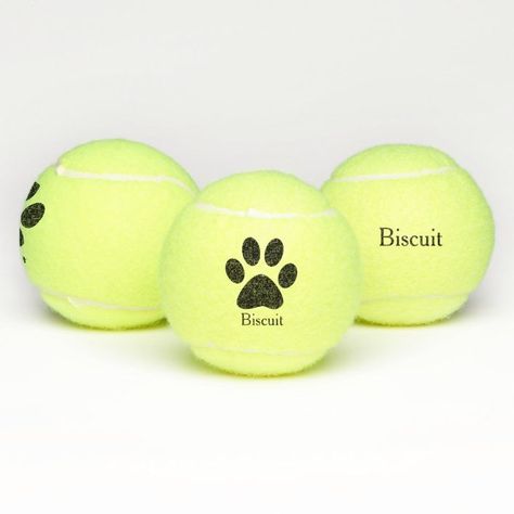 Paw Print Personalized Pet's Name Tennis Balls - Tennis Gift Funny Dragon, Tennis Gifts, Dog Ball, Tennis Balls, Tennis Ball, Personalized Dog, Dog Print, Dog Names, Pet Names