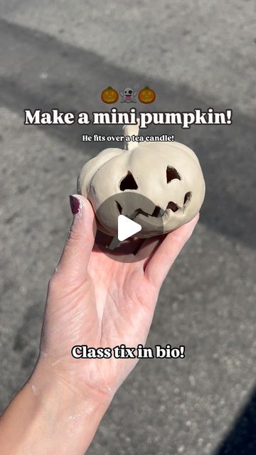 Two Faced Ceramics on Instagram: "Class tix in bio! Come make the own mini pumpkin / jack-o-lantern! He fits over a tea candle! ☺️🎃👻

#ceramicstudio #clay #eventbrite #potterystudio #losangeles #diy #potteryclass #ceramicsclass #pumpkin #spookyseason #halloween #jackolantern 
#ceramics" Clay Jack O Lantern Diy, Mini Jack O Lantern, Pumpkin Jack, Tea Candles, Mini Pumpkins, Pottery Classes, Ceramic Studio, Pottery Studio, Jack O Lantern