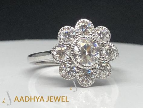 Engagement Ring Flower, Moissanite Jewellery, Celebrity Rings, Vintage Art Deco Rings, Edwardian Ring, Ring Flower, Flower Style, Retro Ring, Vintage Style Rings