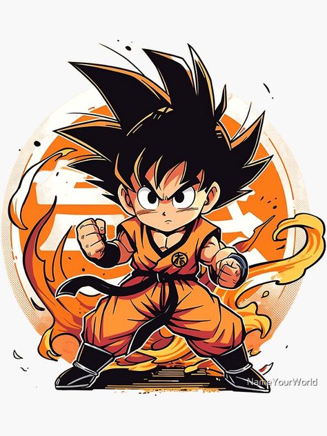 "Dragon Ball Son Goku" Sticker by NameYourWorld | Redbubble Image Dbz, Dragon Ball Tattoo, Naruto Sketch Drawing, Got Dragons, Dragon Ball Painting, Anime Tshirt, Anime Dragon Ball Goku, Anime Design, Dragon Ball Super Manga