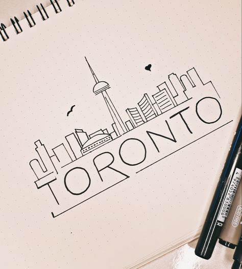 Draw your favourite city to your journal with Stencil Journal 😍 Canada Travel Journal, Canada Drawing Ideas, Bullet Journal Canada, Canada Drawing, 2025 Journal, Scrapbook Inspo, Madhubani Paintings, Diy Photo Book, Travel Journal Scrapbook