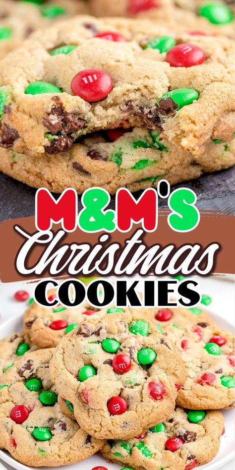 Christmas M&M Cookies Cowboy Cafe, Xmas Cookies Recipes, Christmas Baking Cookies, Recipes Holiday, Easy Christmas Cookie Recipes, Christmas Baking Recipes, Chewy Cookies, Burlap Decor, Christmas Candy Recipes