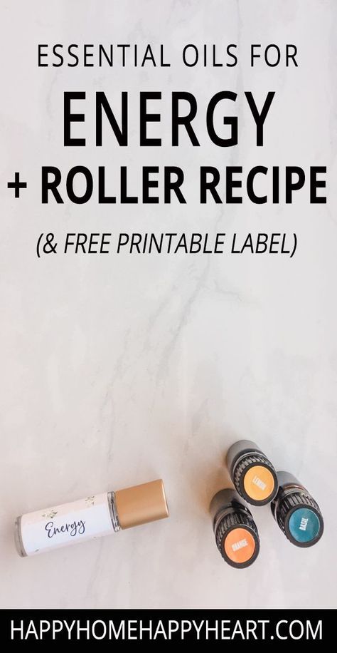 Essential Oils For Energy, Recipe Free Printable, Essential Oil Roller Bottle Blends, Essential Oils Energy, Oils For Energy, Essential Oil Roller Bottle Recipes, Roller Bottle Recipes, Essential Oil Roller Balls, Essential Oil Labels