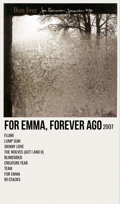 Bon Iver For Emma Forever Ago Poster, For Emma Bon Iver, Bon Iver Wallpaper, Bon Iver Album Cover, Bon Iver Poster, For Emma Forever Ago, Album Posters, Rebecca Black, Computer Background