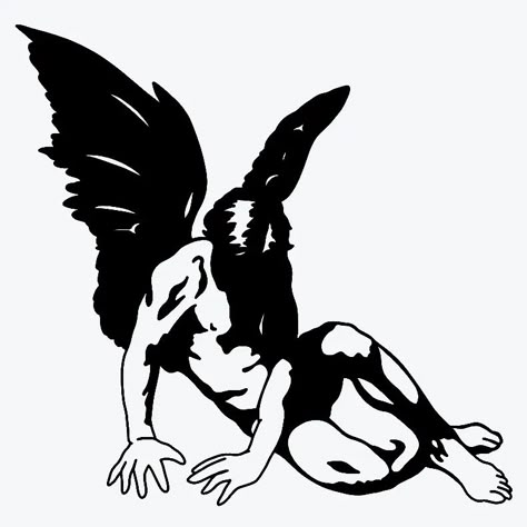 Fallen Angel Tattoo, Traditional Tattoo Designs, Grunge Tattoo, Do Not Worry, Tattoo Signs, Creepy Tattoos, Angel Drawing, Hair Tattoos, Angel Tattoo