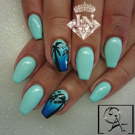 20 Latest Nail Ideas To Try In 2024 | Summer Nails Tree Nail Designs, Palm Tree Nails, Beach Nail Designs, Unghie Sfumate, Tropical Nails, Tree Nails, Black Nail Designs, Vacation Nails, Black Nail