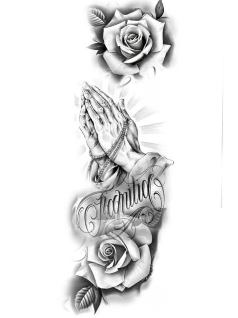 Family Sleeve Tattoo, Aztec Tattoos Sleeve, Half Sleeve Tattoo Stencils, Mangas Tattoo, Praying Hands Tattoo, Rose Drawing Tattoo, Heaven Tattoos, Family Tattoo Designs, Saved Tattoo