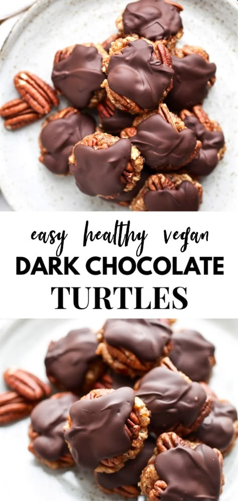 Date Pecan Turtles, Cruciferous Recipes, Dark Chocolate Turtles, Gf Ideas, Gut Recipes, Pecan Turtles, Homemade Dark Chocolate, Dark Chocolate Recipes, Healthy Dark Chocolate