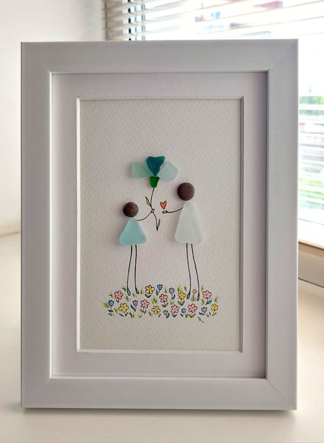 Seaglass mom and daughter art, gorgeous gift