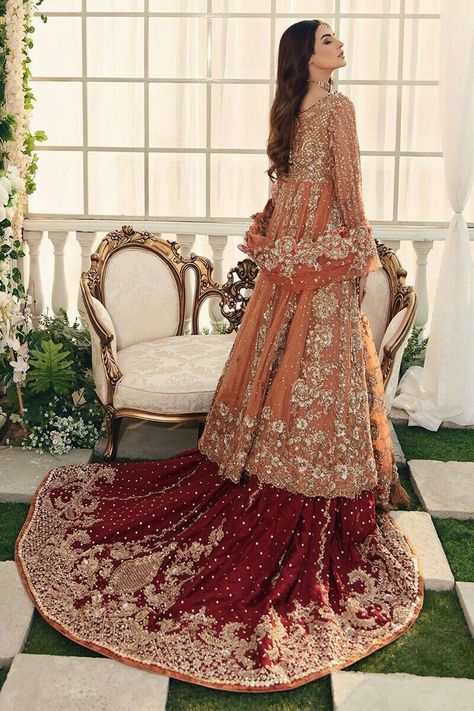 Long Shirt Lehenga, Wedding Dresses Pakistan, Pakistani Bridal Couture, Red Bridal Dress, Desi Wedding Dresses, Latest Bridal Dresses, Asian Bridal Dresses, Bridal Dresses Pakistan, Pakistani Wedding Outfits