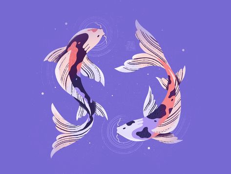 Commercial Illustration, Koi Fish Drawing, Sea Creatures Art, Koi Fish Designs, Koi Art, Fish Illustration, Fish Wallpaper, Isometric Illustration, Fish Drawings