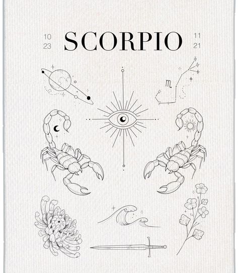 Scorpio Zodiac Tattoos, Scorpio Tattoo, Small Pretty Tattoos, Zodiac Tattoos, Scorpio Zodiac, Fine Line Tattoos, Cute Patterns Wallpaper, Line Tattoos, Mini Tattoos