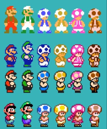 Super Mario Brothers Characters, Mario Characters Pixel Art, Nintendo Tattoo, Mario Funny, Mario E Luigi, Mega Man Art, Mario Y Luigi, Retro Gaming Art, Mushroom Kingdom