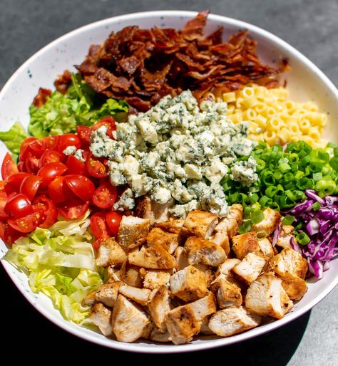 Portillo's Chopped Salad Recipe | Carolyn's Cooking Halls Chophouse Chopped Salad Recipe, Pittsburgh Salad Recipe, Copycat Portillos Chopped Salad, Portillo Chopped Salad, Composed Salad Recipes, Portillos Salad, Pork Chop Salad, Portillos Chopped Salad, Pittsburgh Salad