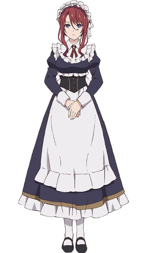 Waitress Outfit, Anime Red Hair, Fantasy Demon, Anime Maid, Maid Outfit, Dress Drawing, Anime Dress, Maid Dress, Female Character Design