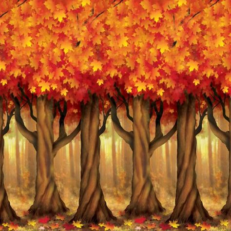 Trees Backdrop, Fall Harvest Decorations, Fall Backdrops, Fall Party Decorations, Scene Setters, Party Photo Backdrop, Fall Trees, Fall Fest, Harvest Decorations