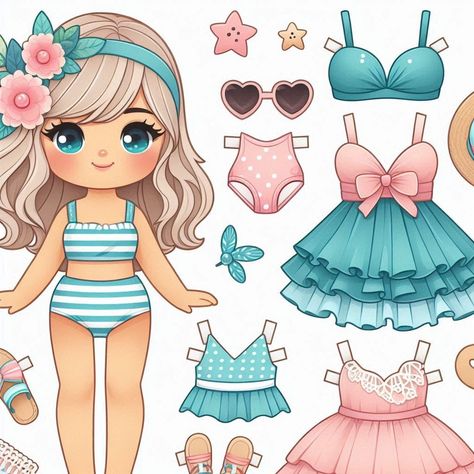 Doll Template Printables, Doll Stickers, Princess Paper Dolls, Free Printable Paper Dolls, Barbie Drawing, Vintage Paper Doll, Paper Dolls Clothing, Paper Dolls Diy