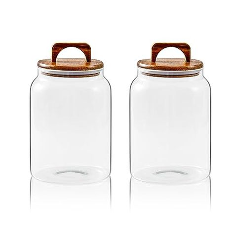 Flour Storage Containers, Jars With Wooden Lids, Flour Storage, Gallon Glass Jars, Gallon Jars, Glass Jar With Lid, Glass Candy Jars, Laundry Pods, Glass Jars With Lids