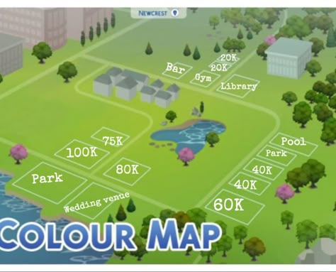 Sims 4 Build Challenges, Newcrest Sims 4 Ideas Map, Sims 4 Town Layout Newcrest, Sims 4 World Map Layout, Sims 4 Newcrest Map Layout, Sims 4 Newcrest Map Layout Ideas, Sims Town Layout, New Crest Sims 4 Map Ideas, Newcrest Sims 4 Layout Ideas