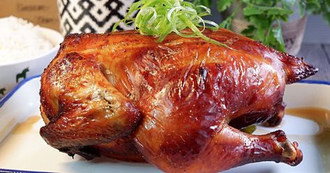 Asian Style Whole Roast Chicken Recipe Asian Roast Chicken, Chinese Prawn Recipes, Asian Roast, Asian Style Chicken, Whole Roast Chicken Recipe, Roast Chicken Recipe, Oven Air Fryer, Thai Foods, Ways To Cook Chicken