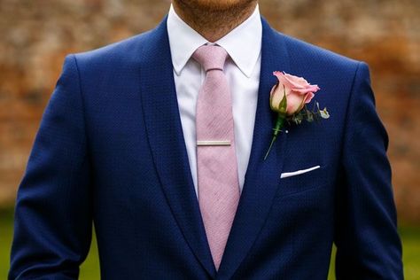 Deep Blue Tuxedo Wedding, Blue Suit With Pink Tie, Blue Suit Pink Tie, Suit With Pink Tie, Navy Groomsmen Suits, Wedding Suits Men Blue, Wedding Groomsmen Attire, Groom And Groomsmen Suits, Royal Blue Suit