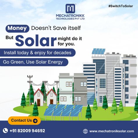 Money Doesn't Save Itself, But Solar Might Do It For You!

Why wait to start saving? Install solar panels today and enjoy the benefits for decades to come. Start your journey to a more sustainable and cost-effective future today.

Solar Inquiry Call:
📲 +91 82009 94692
📲 +91 81604 00549

Visit website: www.mechatroniksolar.com
.
.
.
#GoGreen #SolarEnergy #SustainableLiving #SaveMoney #EcoFriendly #RenewableEnergy #CleanEnergy #SwitchToSolarPanel #mechatronikksolar #Ahmedabad #Gujarat Solar Panel Installation, Clean Energy, Visit Website, Start Saving, Ahmedabad, Renewable Energy, Solar Energy, Sustainable Living, Go Green