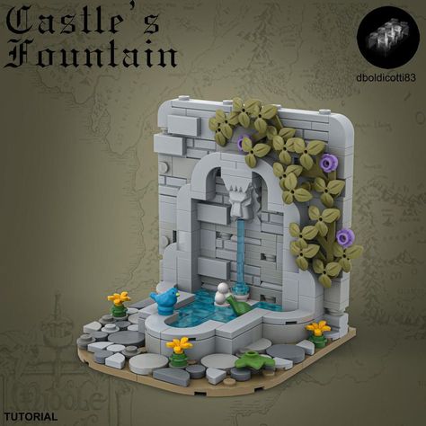 Medieval Fountain, Lego Blueprint, Easy Lego Creations, Lego Village, Lego Medieval, Lego Universe, Micro Lego, Lego Display, Lego Diy