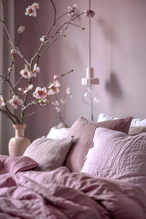 Mauve Bedroom Ideas: Tranquil &amp; Chic Makeovers Dusty Lilac Bedroom, Mauve Room Decor, Mauve Boho Bedroom, Mauve Girls Bedroom, Mauve Color Aesthetic, Mauve Bedroom Color Scheme, Mauve Bedroom Ideas, Purple Kids Bedroom, Mauve Decor