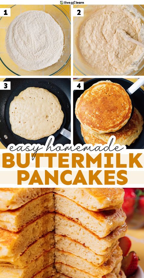 Melt-In-Your-Mouth Buttermilk Pancakes Quick Homemade Pancakes, How To Use Leftover Buttermilk, Healthy Buttermilk Pancakes, Homemade Buttermilk Pancake Recipe, Pancakes From Scratch Buttermilk, Buttermilk Protein Pancakes, Cooking With Buttermilk, Overnight Pancake Batter, Buttermilk Recipes Healthy