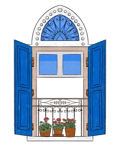 Beirut Art Illustration, Lebanese Illustration Art, Lebanese Graphic Design, Lebanese Traditional House, Lebanese Illustration, Open Window Drawing, Lebanon Illustration, Lebanese Design, Lebanon Drawing Ideas